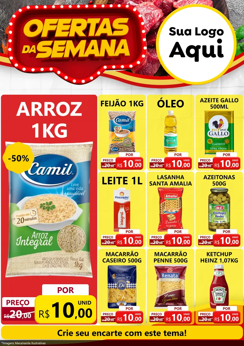 Modelo de Encarte para Encarte A4 Vertical com o tema Ofertas da Semana para Supermercado