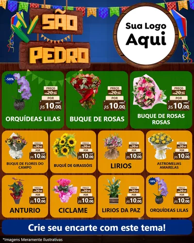 Modelo de Rede Social para Feed Instagram com o tema São Pedro para Floricultura e jardim