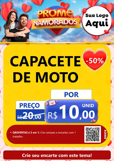 Modelo de Cartaz para Cartaz A4 Vertical com o tema Promo dos Namorados para Moto peças