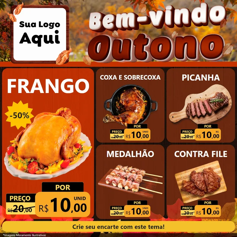 Modelo de Rede Social para Feed Facebook com o tema Bem-vindo Outono para Assados
