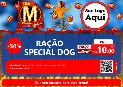 Modelo de Cartaz para Cartaz A4 Horizontal com o tema Dia M - O Dia Mais Barato Do Mês para Pet Shop