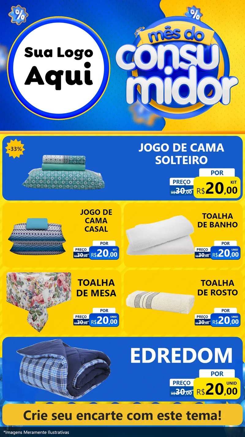 Modelo de TV para TV Vertical com o tema Mês do Consumidor para Cama, Mesa e Banho