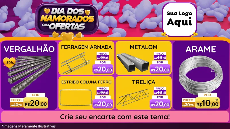 Modelo de TV para TV Horizontal com o tema Dia Dos Namorados Com Ofertas para Ferragens