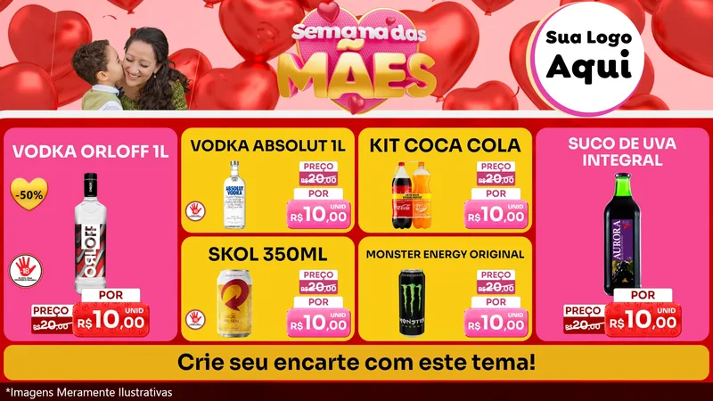 Modelo de TV para TV Horizontal com o tema Semana Das Mães para Distribuidora de bebidas