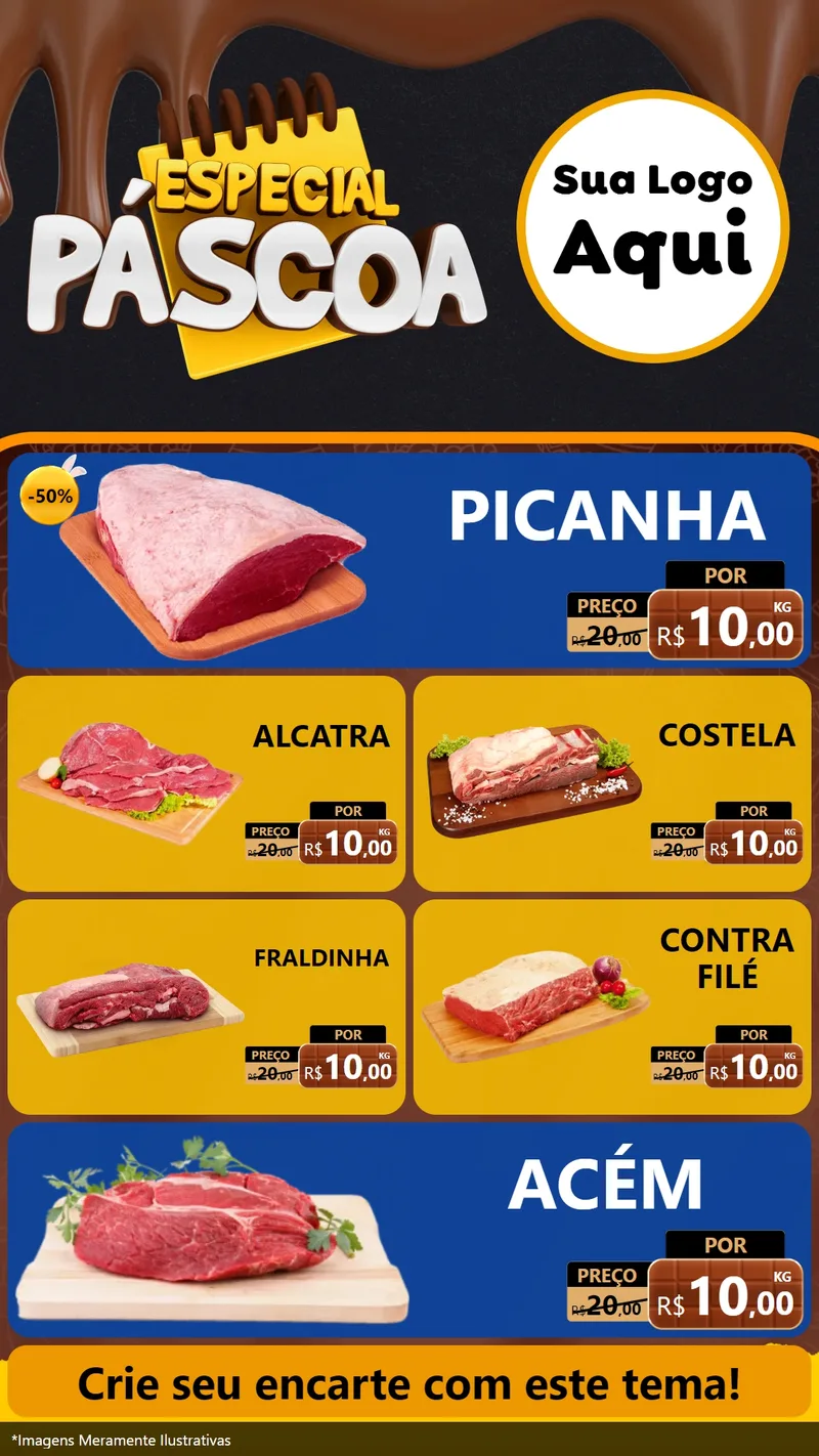 Modelo de TV para TV Vertical com o tema Especial Páscoa para Açougue