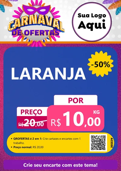 Modelo de Cartaz para Cartaz A4 Vertical com o tema Carnaval de Ofertas para Hortifrúti