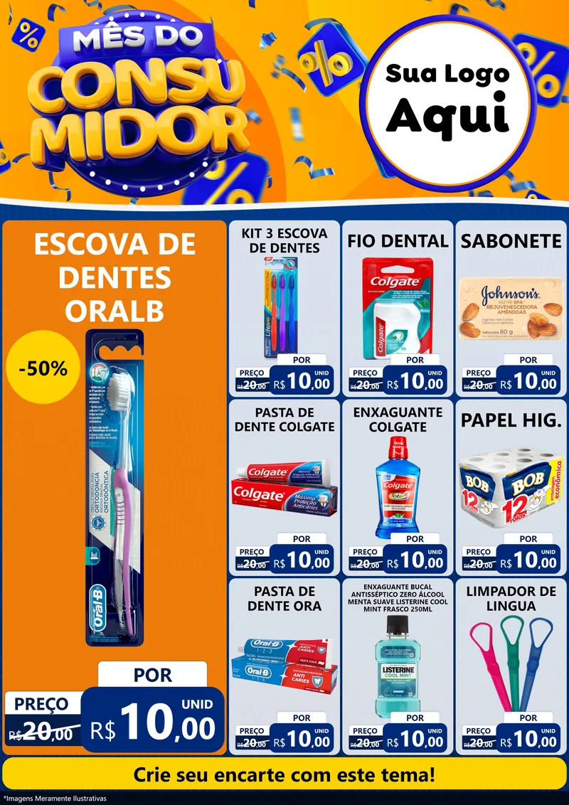 Modelo de Encarte para Encarte A4 Vertical com o tema Mês do Consumidor para Higiene Pessoal