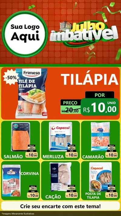 Modelo de Rede Social para Stories com o tema Julho Imbatível para Peixaria