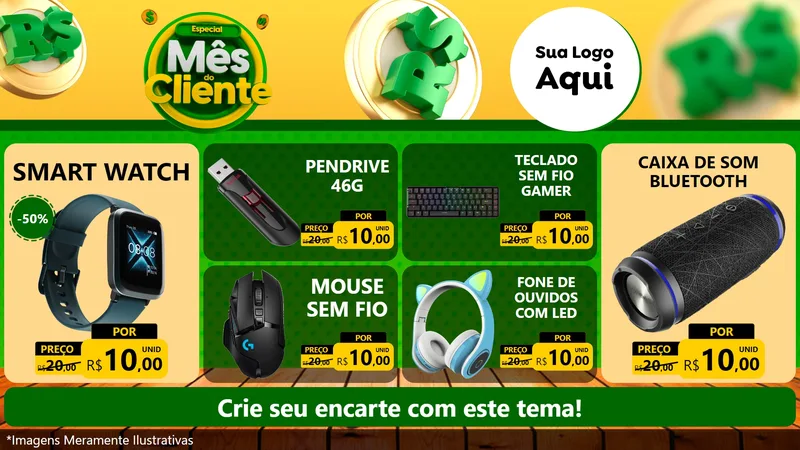 Modelo de TV para TV Horizontal com o tema Especial Mês do Cliente para Informática