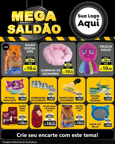 Modelo de Rede Social para Feed Instagram com o tema Mega Saldão para Pet Shop