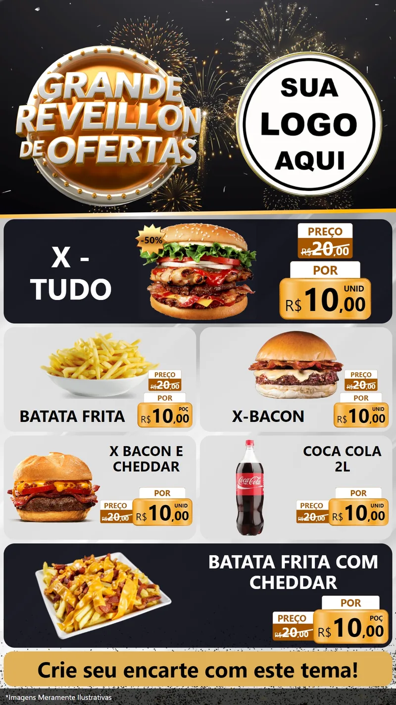 Modelo de TV para TV Vertical com o tema Grande Réveillon de Ofertas para Hamburgueria