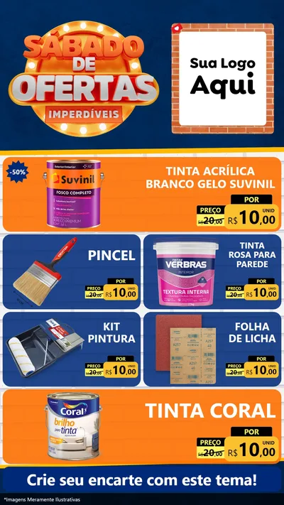 Modelo de TV para TV Vertical com o tema Sábado de Ofertas Imperdíveis para Tintas e Ferramentas