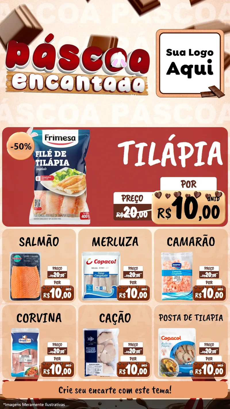 Modelo de Rede Social para Stories com o tema Páscoa Encantada para Peixaria