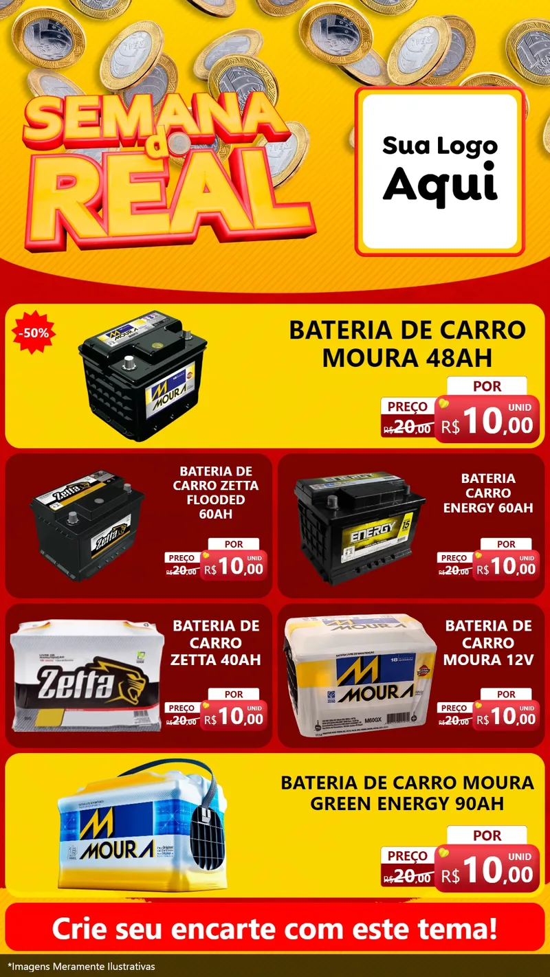Modelo de TV para TV Vertical com o tema Semana do Real para Baterias Elétricas