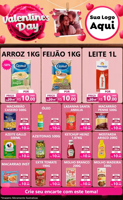 Modelo de Encarte para Encarte Grande com o tema Valentine's Day para Supermercado