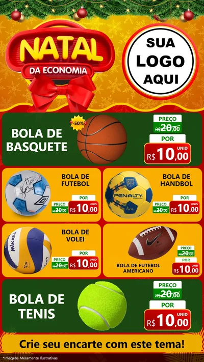 Modelo de TV para TV Vertical com o tema Natal da Economia para Artigos Esportivos