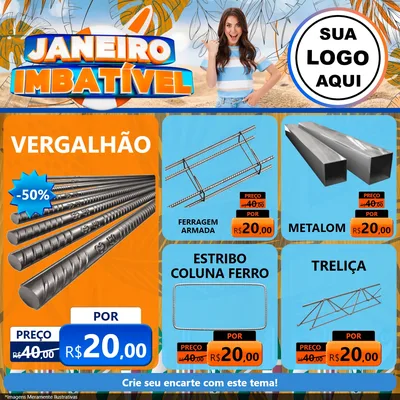 Modelo de Rede Social para Feed Facebook com o tema Janeiro Imbatível para Ferragens