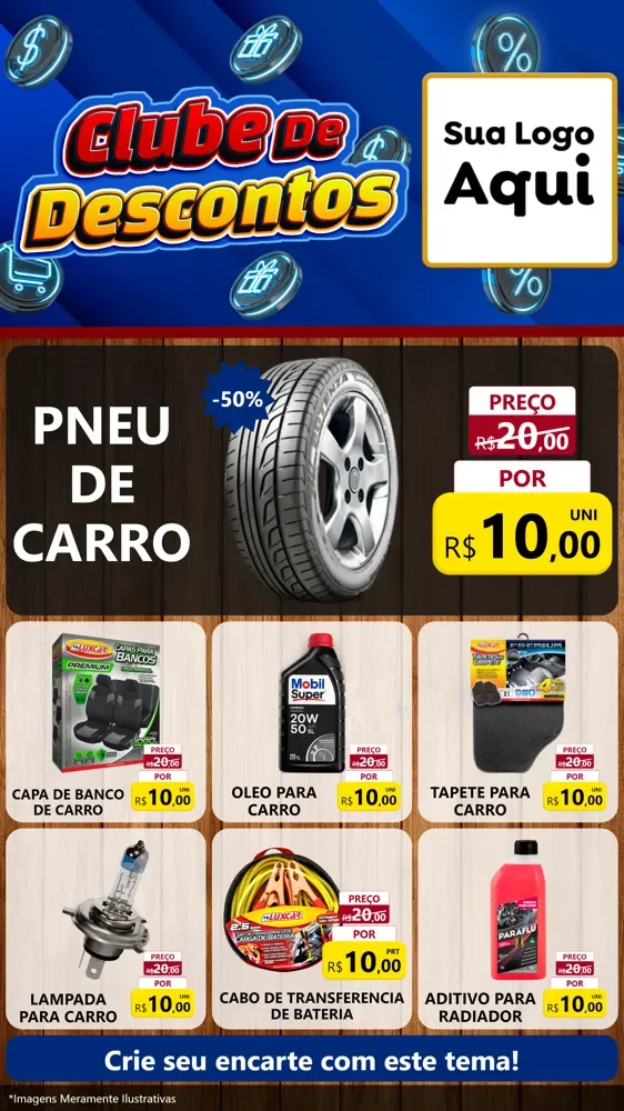 Modelo de Rede Social para Stories com o tema Clube de Descontos para Auto peças