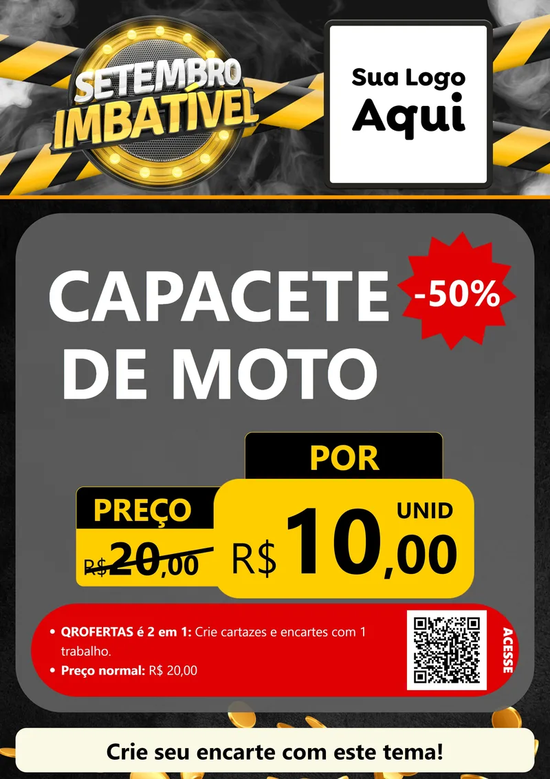 Modelo de Cartaz para Cartaz A4 Vertical com o tema Setembro Imbatível para Moto peças