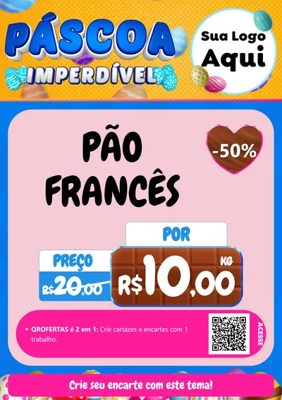 Modelo de Cartaz para Cartaz A4 Vertical com o tema Páscoa Imperdível para Padaria