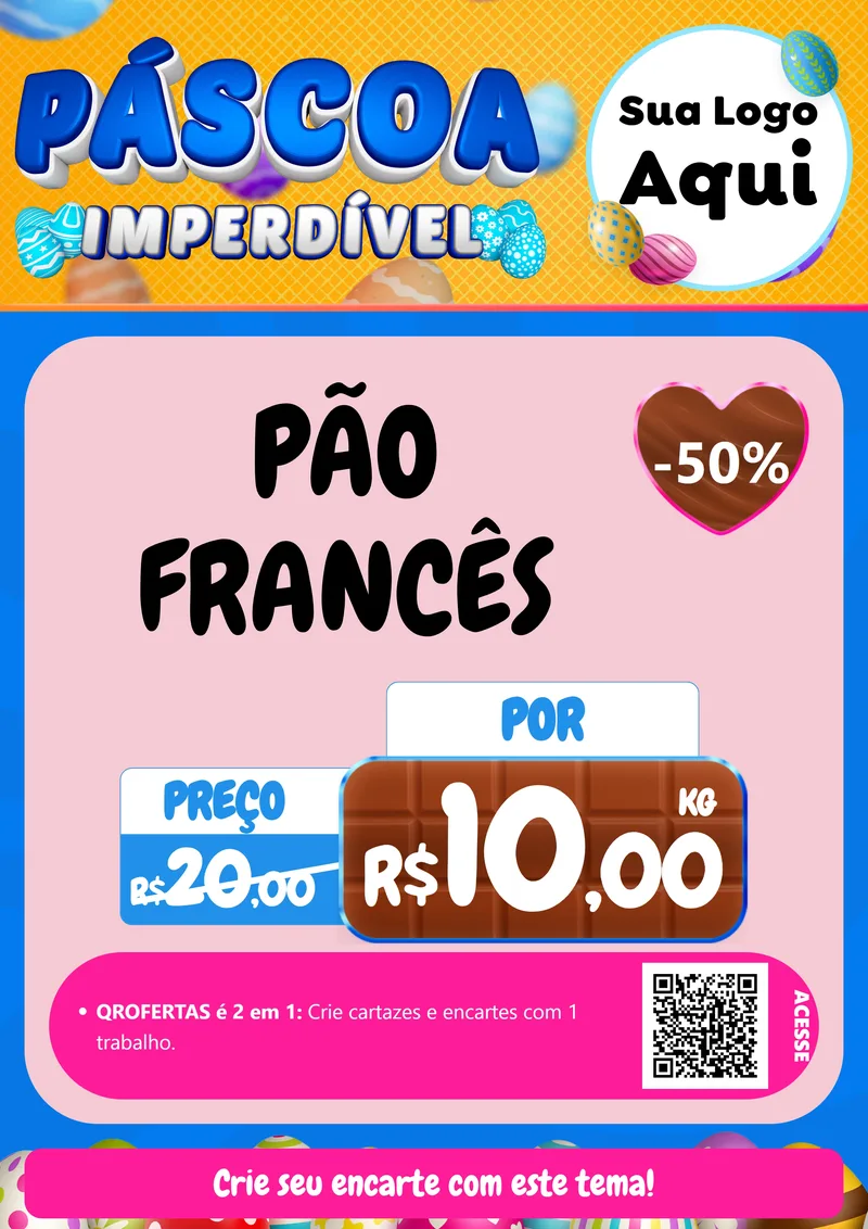 Modelo de Cartaz para Cartaz A4 Vertical com o tema Páscoa Imperdível para Padaria