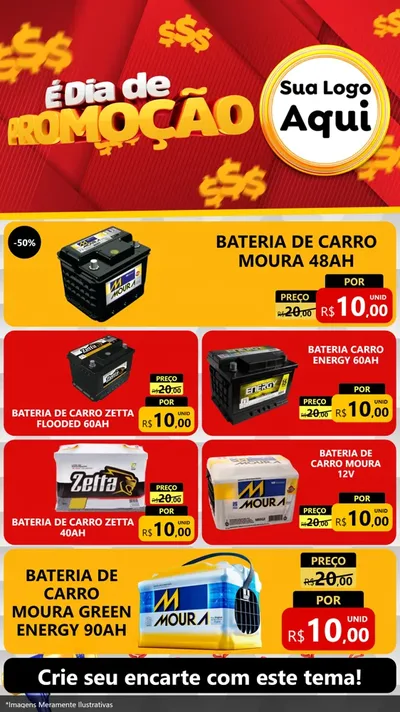 Modelo de TV para TV Vertical com o tema É Dia De Promoção para Baterias Elétricas