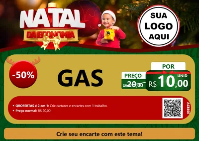 Modelo de Cartaz para Cartaz A4 Horizontal com o tema Natal da Economia para Água e gás