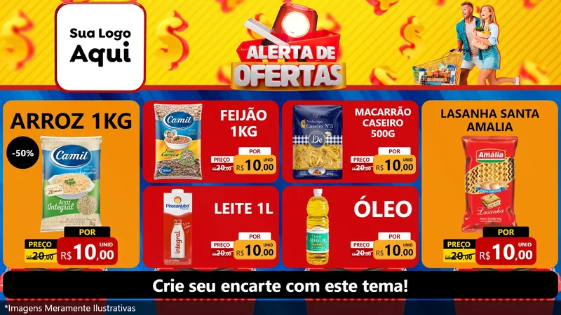Modelo de TV para TV Horizontal com o tema Alerta de Ofertas para Supermercado