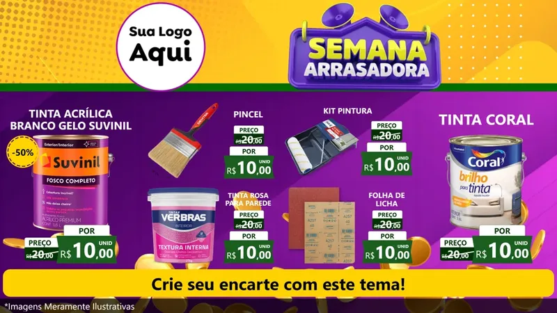 Modelo de TV para TV Horizontal com o tema Semana Arrasadora para Tintas e Ferramentas