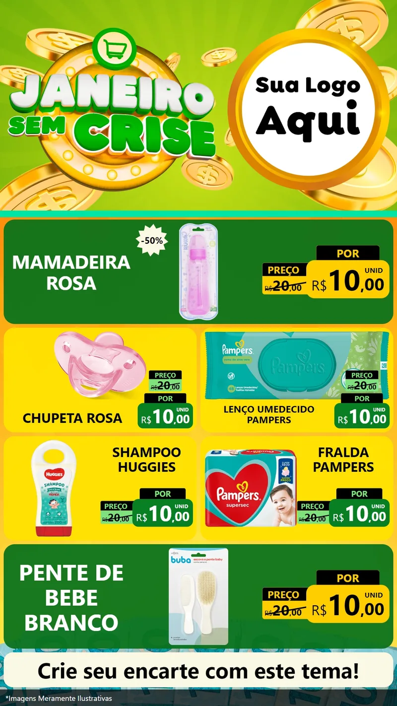 Modelo de TV para TV Vertical com o tema Janeiro Sem Crise para Bebês