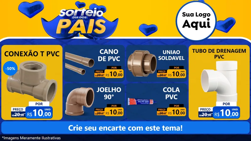 Modelo de TV para TV Horizontal com o tema Sorteio Dia dos Pais para Tubos e conexões
