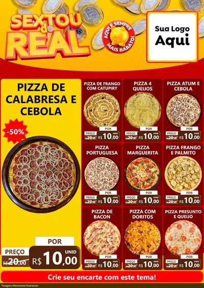 Modelo de Encarte para Encarte A4 Vertical com o tema Sextou do Real para Pizzaria