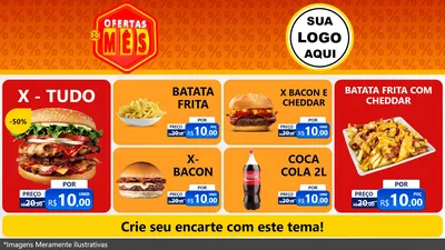 Modelo de TV para TV Horizontal com o tema Ofertas do Mês para Hamburgueria