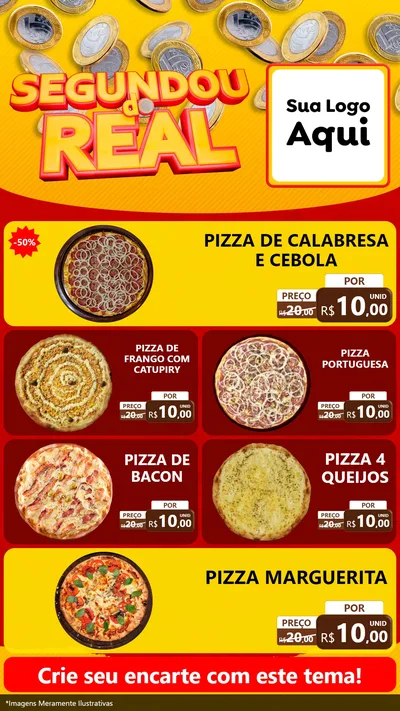 Modelo de TV para TV Vertical com o tema Segundou do Real para Pizzaria