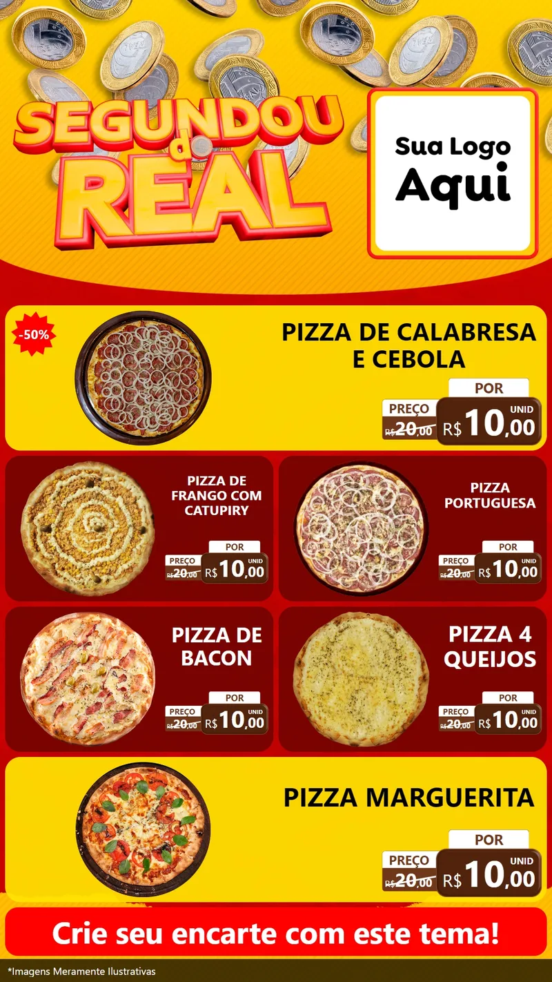 Modelo de TV para TV Vertical com o tema Segundou do Real para Pizzaria