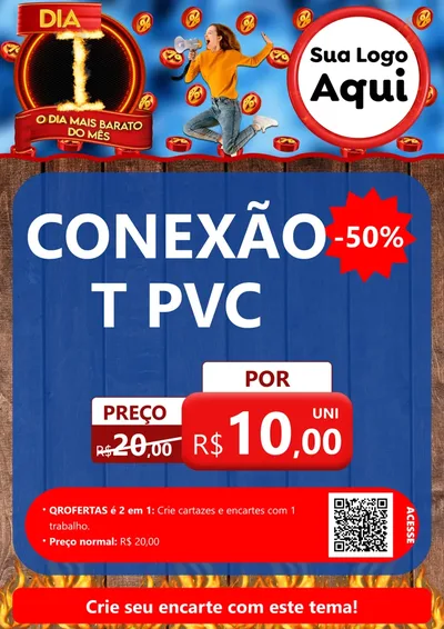 Modelo de Cartaz para Cartaz A4 Vertical com o tema Dia I - O Dia Mais Barato Do Mês para Tubos e conexões