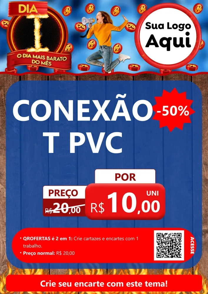 Modelo de Cartaz para Cartaz A4 Vertical com o tema Dia I - O Dia Mais Barato Do Mês para Tubos e conexões