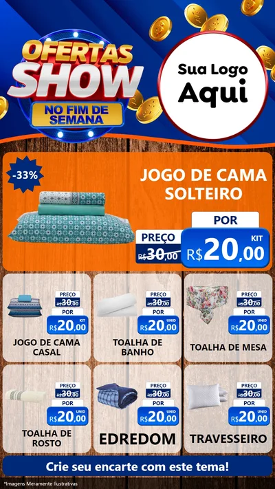 Modelo de Rede Social para Stories com o tema Ofertas Show No Fim De Semana para Cama, Mesa e Banho