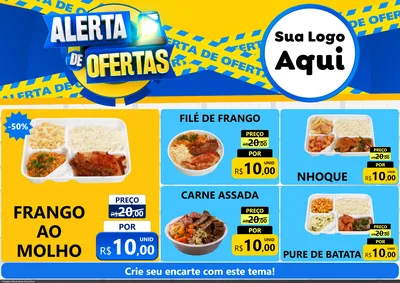 Modelo de Encarte para Encarte A4 Horizontal com o tema Alerta de Ofertas para Restaurante