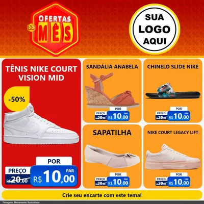 Modelo de Rede Social para Feed Facebook com o tema Ofertas do Mês para Calçados