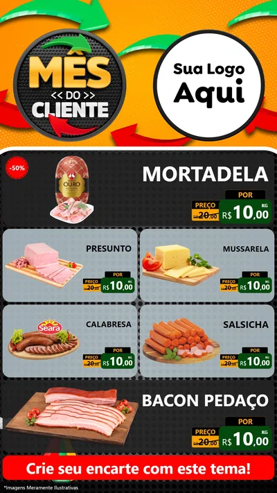 Modelo de TV para TV Vertical com o tema Mês do Cliente para Frios e Laticínios