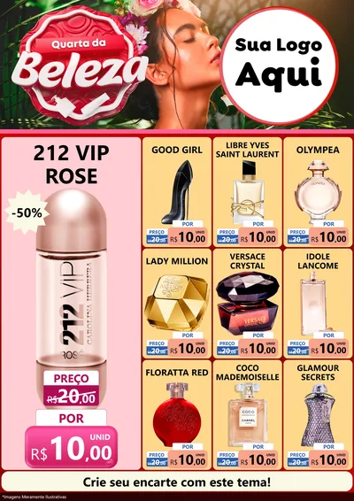 Modelo de Encarte para Encarte A4 Vertical com o tema Quarta da Beleza para Perfumes