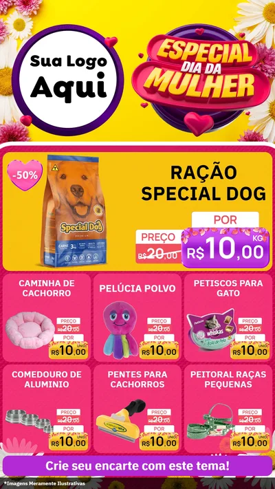 Modelo de Rede Social para Stories com o tema Especial Dia da Mulher para Pet Shop