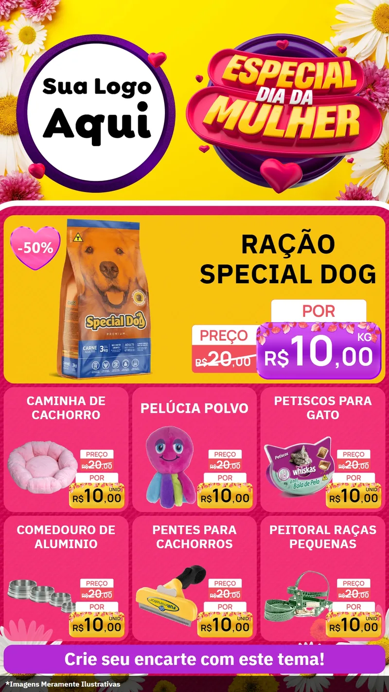 Modelo de Rede Social para Stories com o tema Especial Dia da Mulher para Pet Shop
