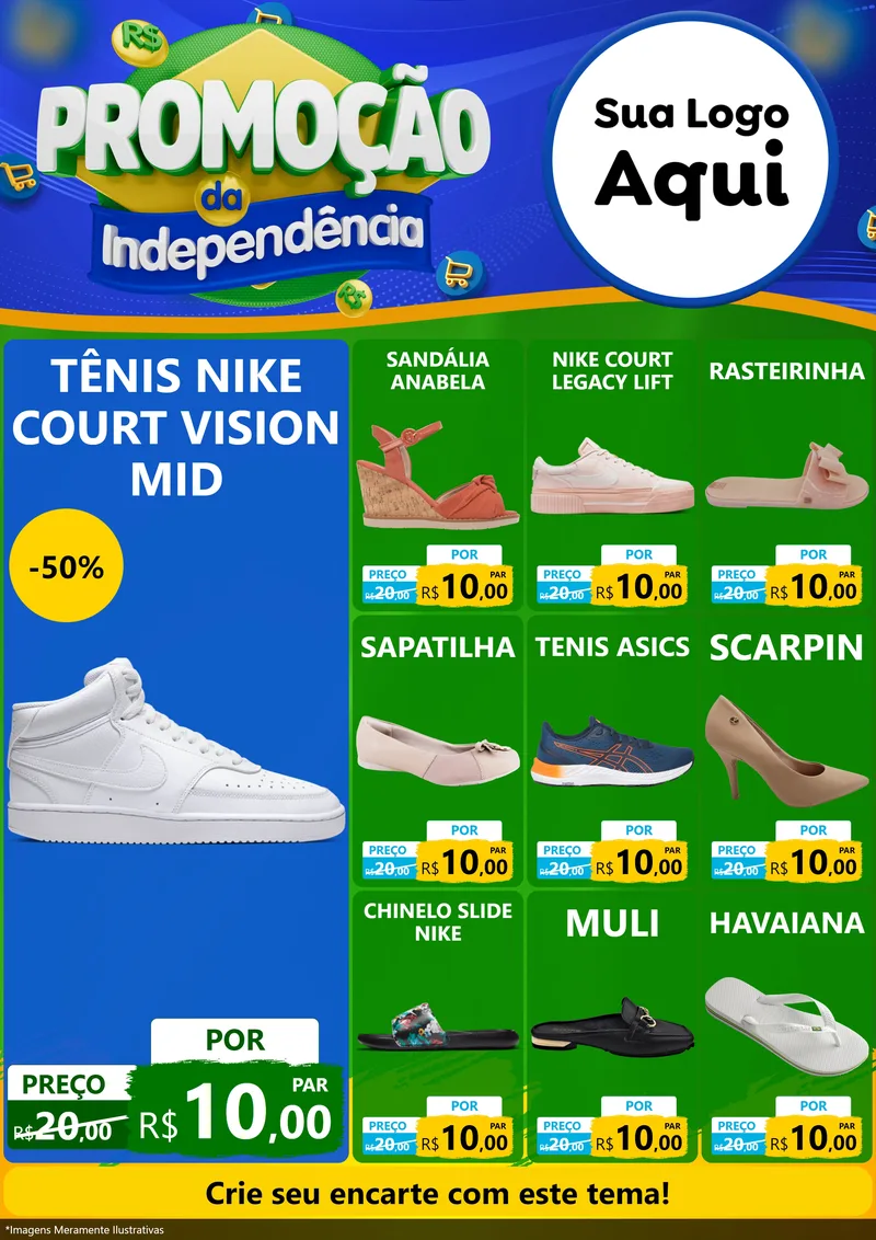 Modelo de Encarte para Encarte A4 Vertical com o tema Promoção da Independência para Calçados