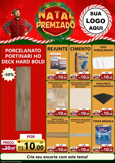Modelo de Encarte para Encarte A4 Vertical com o tema Natal Premiado para Pisos e revestimentos