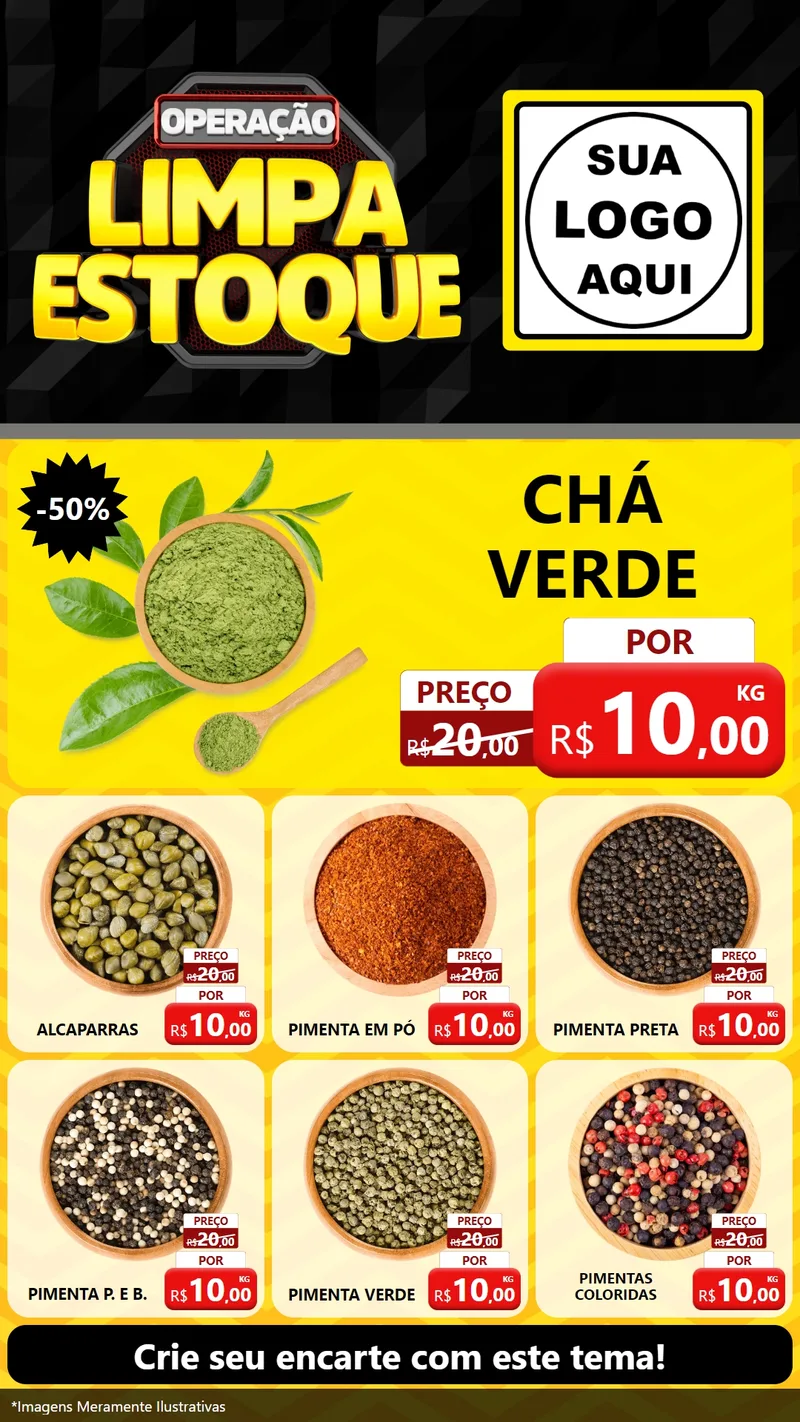 Modelo de Rede Social para Stories com o tema Operação Limpa Estoque para Produtos Naturais