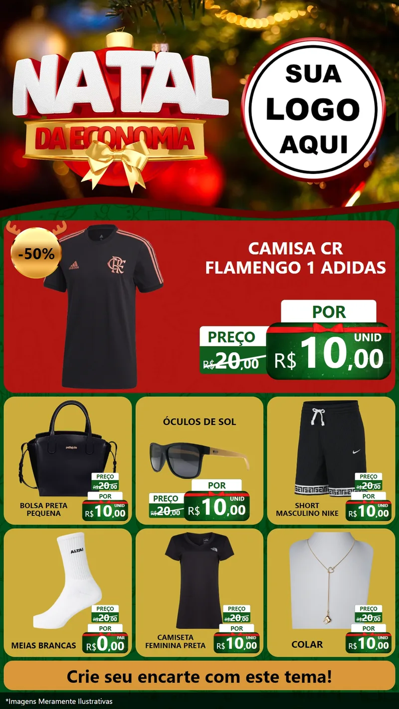 Modelo de Rede Social para Stories com o tema Natal da Economia para Roupas e acessórios