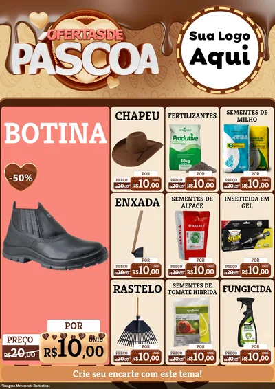 Modelo de Encarte para Encarte A4 Vertical com o tema Ofertas de Páscoa para Agropecuária