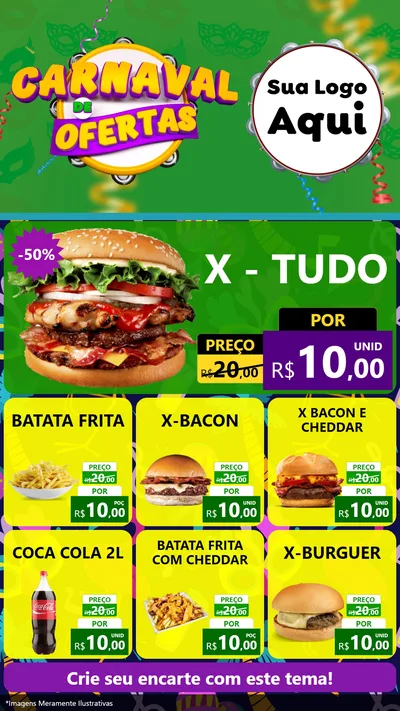 Modelo de Rede Social para Stories com o tema Carnaval de Ofertas para Hamburgueria